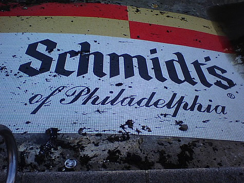 Schmidt’s of Philadelphia Logo Tiled On the Pool