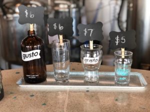 Souvenir glassware available for purchase at Gusto Brewing Company, Cape May County, NJ