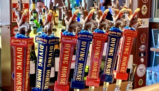 The taps at the Tun Tavern in Atlantic City featuring their Diving Horse line of craft beers