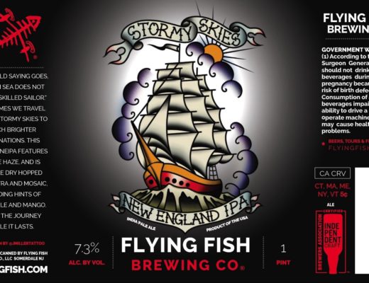 Flying Fish Brewing Stormy Skies New England IPA Beer Bottle Label