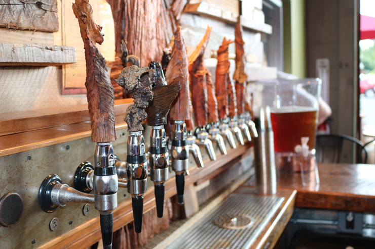 The handmade beer taps at Core3Brewery in Clayton, New Jersey